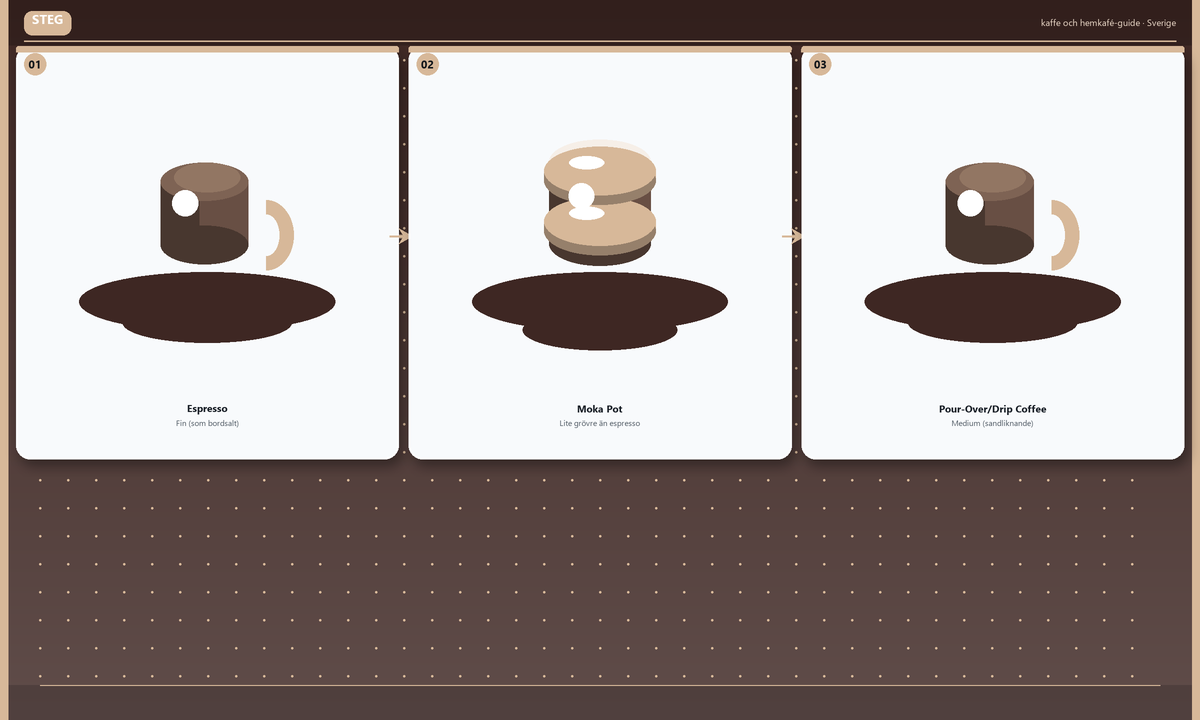 Steg: Espresso → Moka Pot → Pour-Over/Drip Coffee